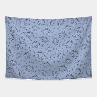 Cute Dinosaur Pattern Stegosaurus Dino Print Blue Tapestry