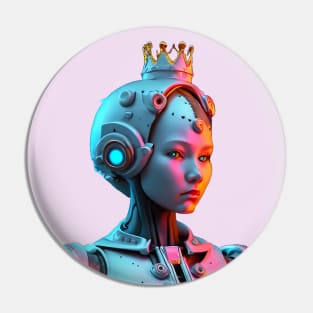 Android Space Princess with Silver Skin and Crown Pin