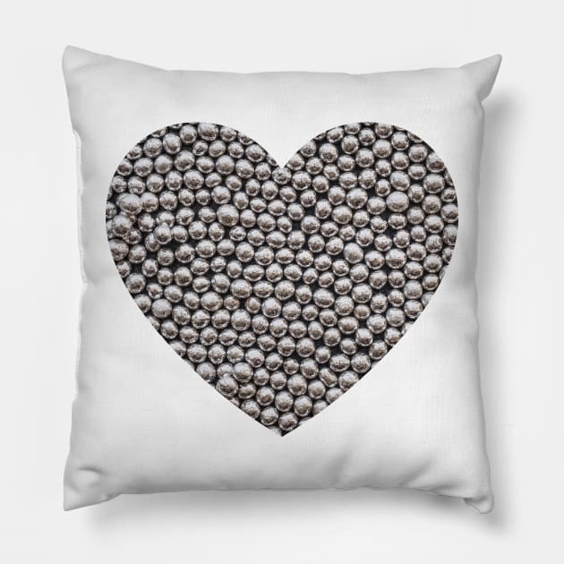 Silver Sprinkles Spheres Photo Heart Pillow by love-fi