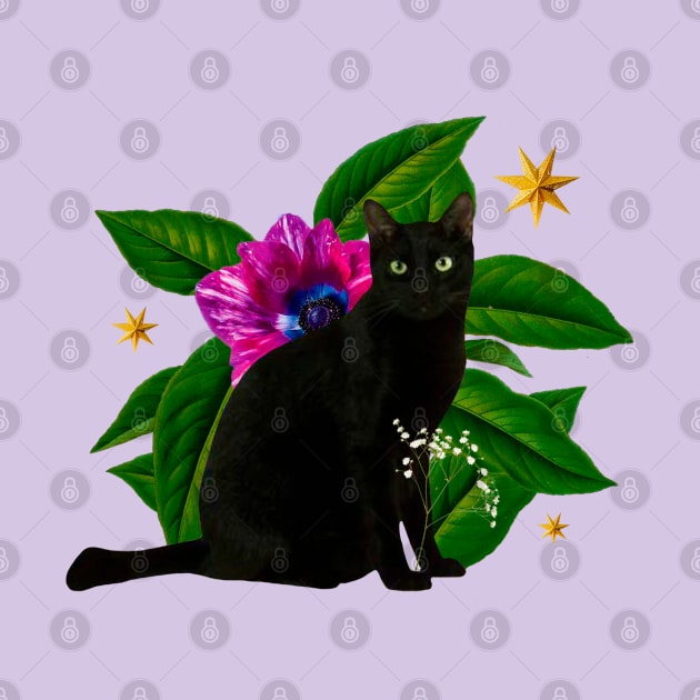 Floral Black Cat by gisselbatres