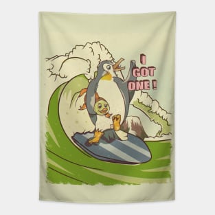 Penguin Surfing Tapestry