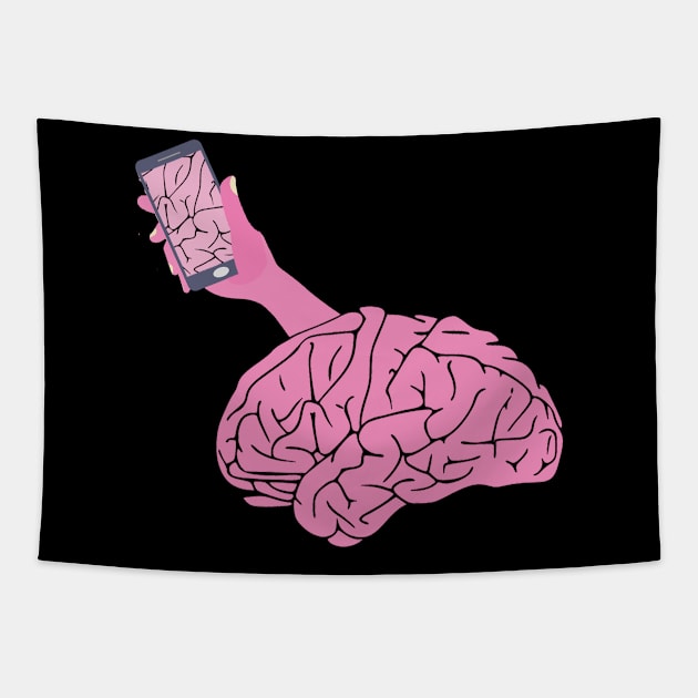 Brain taking selfie Tapestry by Yaman