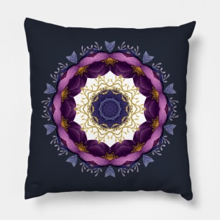 Purple Hellebore Flower Mandala #1 Pillow