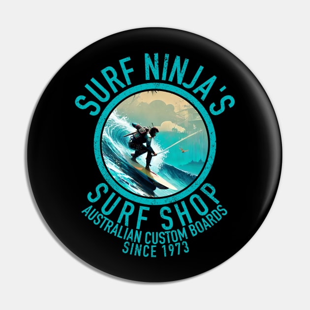 Surf Ninjas Australian Surf Shop Summer Beach Surfing Pin by Tezatoons