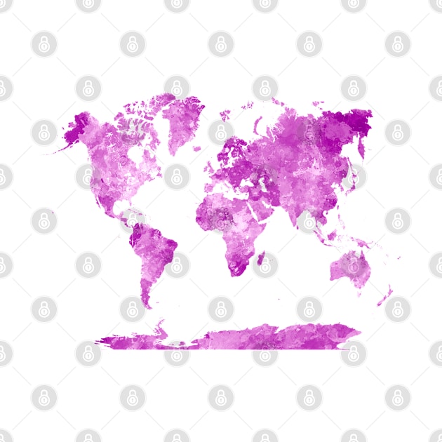 World Map Watercolor Pink by PaulrommerArt