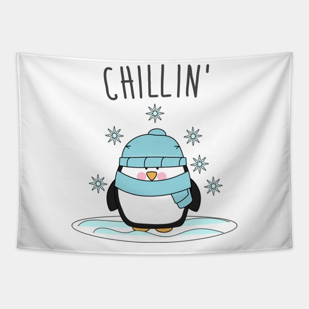 Chillin Penguin Tapestry by NotoriousMedia