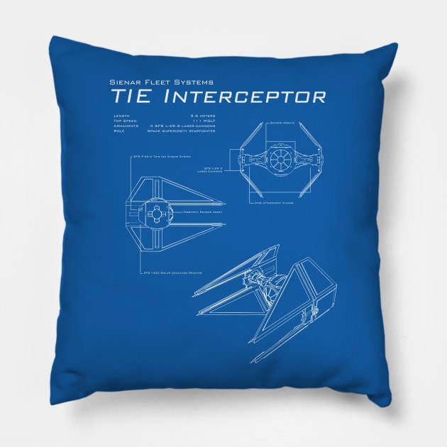 TIE Interceptor Blueprints Pillow by patrickkingart