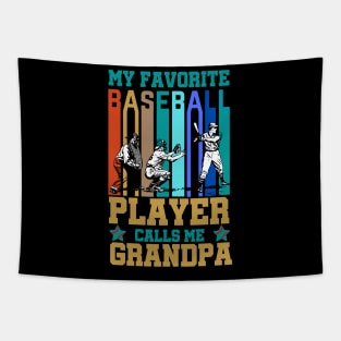 My Favorite Baseball Player Calls Me Grandpa Father's Day vintage Tapestry