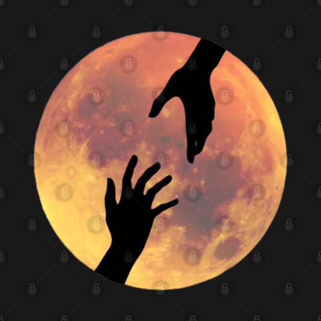 Full Moon with Helping Hands Silhouette by Apathecary