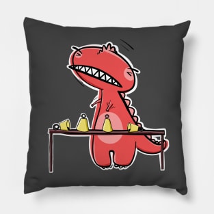 Funny Red T-Rex At Handbell Choir Practice Pillow