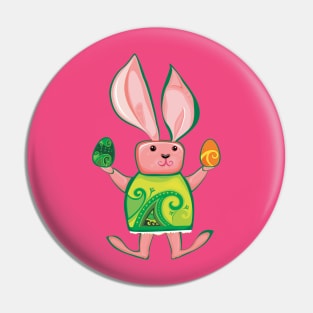 Easter Bunny with painted eggs Pin