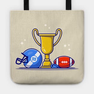 Helmet, Rugby Ball, Whistle And Gold Trophy Tote