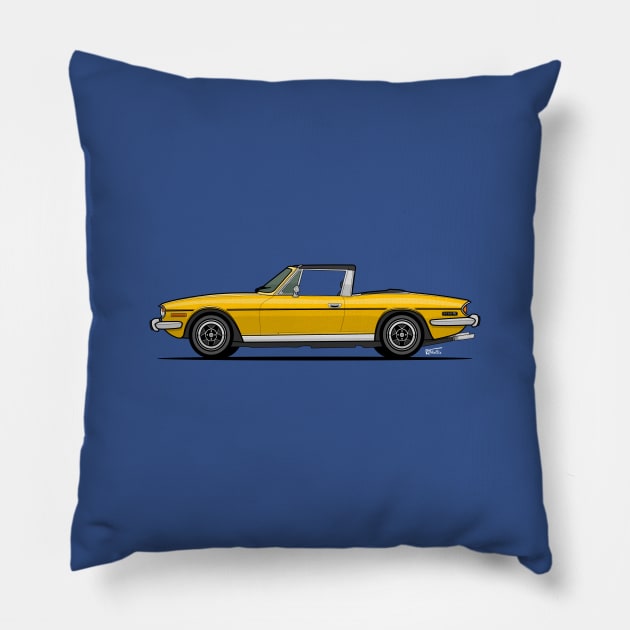 Triumph Stag side profile drawing Pillow by RJW Autographics