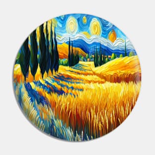 Vincent Van Gogh Inspired Golden Wheat Field Pin