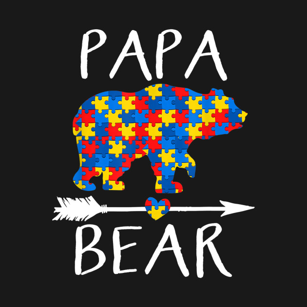 Disover Papa Bear Autism Awareness T-Shirt Gifts for Dad Grandpa - Autism Awareness - T-Shirt