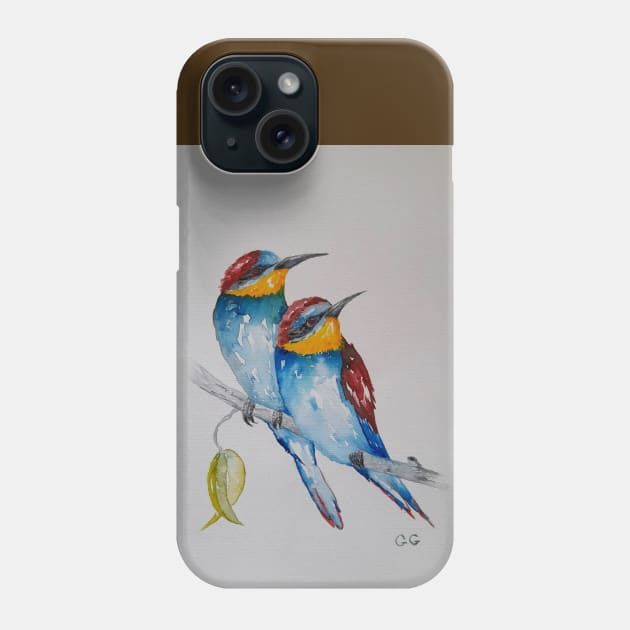 Bee-Eaters bird art printable onto many items of clothing and prints Phone Case by GarryGreenwood