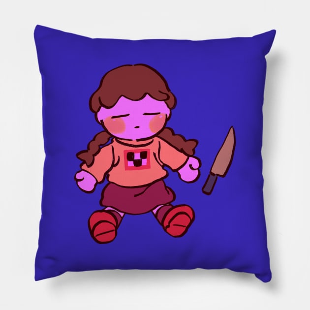 madotsuki plush doll with knife (pink ver.) Pillow by mudwizard