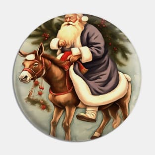 Olde German Father Christmas Riding A Donkey Pin