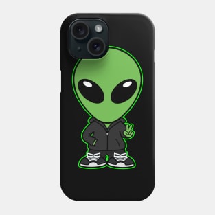 Space Alien Extraterrestrial Peace Hand Sign (Green) Phone Case