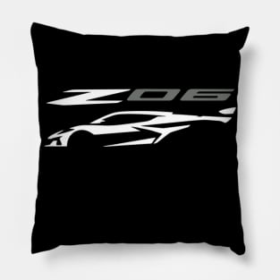 C8 Arctic White Z06 c8r graphic car silhouette Pillow