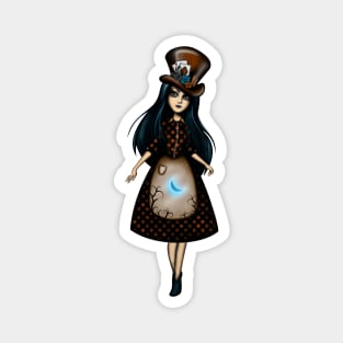 Steampunk Girl Blue Haired Girl with Hat Magnet