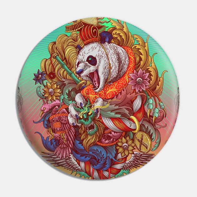 Panda Engraving Surrealism Artwork Pin by Tonymidi Artworks Studio