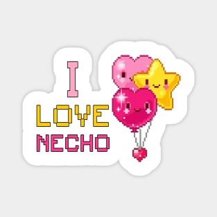 I Love Necho Pink 8 Bit Heart And Yellow Star Magnet