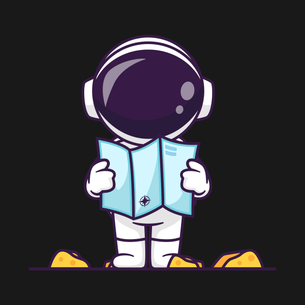 Cute Astronaut Holding Map In Moon Cartoon by Catalyst Labs