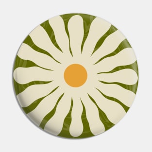 White Daisy Flower 70s Retro Abstract Pin