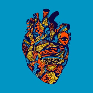 Orange Blue Transparent Heart T-Shirt