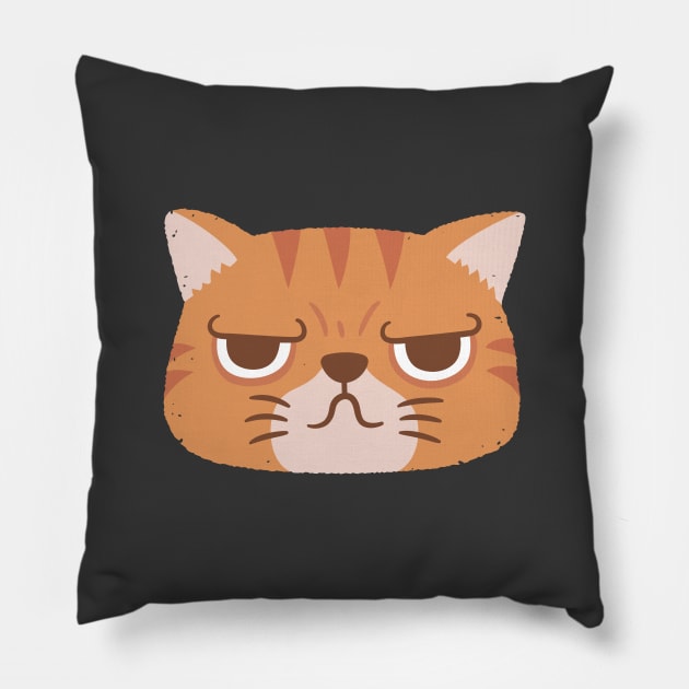 Funny Orange Tabby Cat With Grumpy Face Pillow by rustydoodle