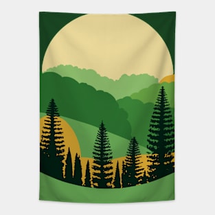 Trees in  Valley Sun Scene Graphic Tapestry