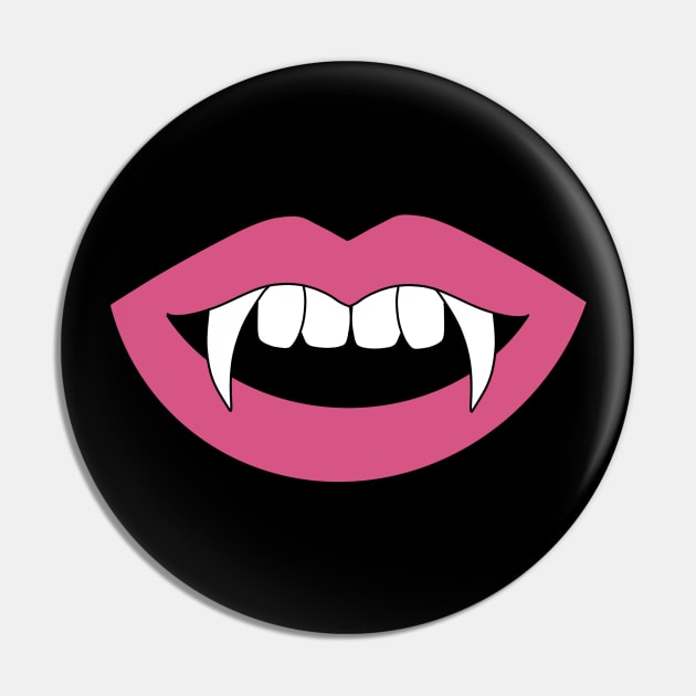 Cartoon Monster Vampire pink lips sharp Teeth Fangs Pin by galaxieartshop