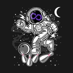 Astronaut Bowling Polygon Matic Coin To The Moon Crypto Token Cryptocurrency Blockchain Wallet Birthday Gift For Men Women Kids T-Shirt