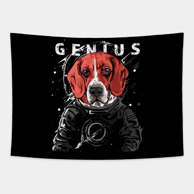 The Genius Funny Astronaut Beagle in Space Tapestry by PunnyPoyoShop