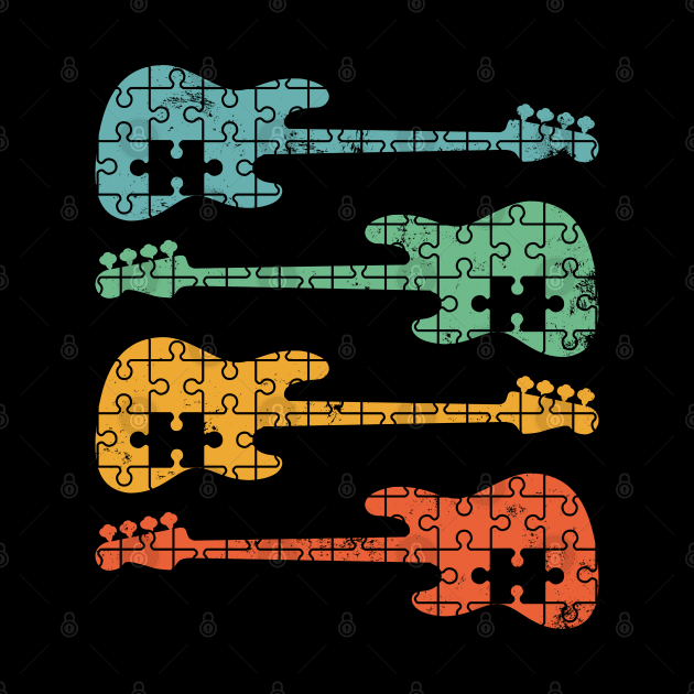 Bass Guitar Puzzle Cool Retro Colors by nightsworthy