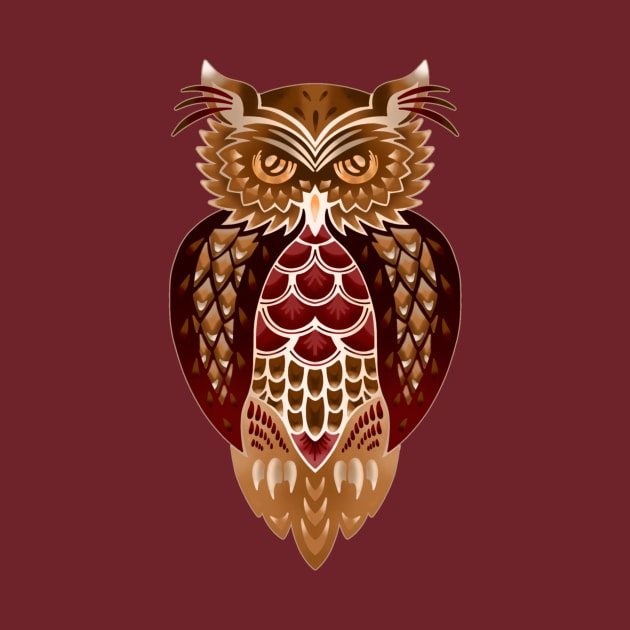 Barn Owl In Browns and Reds by RachelZizmann