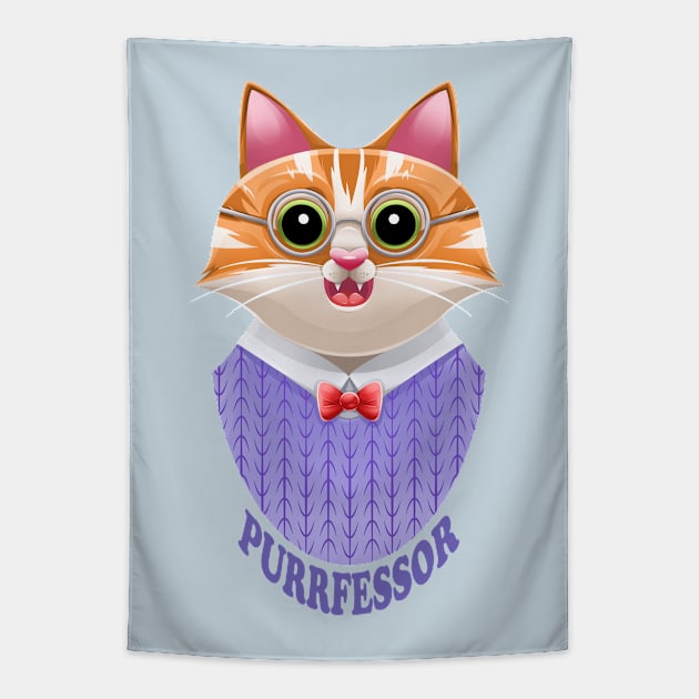 Purrfessor teacher kitty pun Tapestry by Art by Angele G