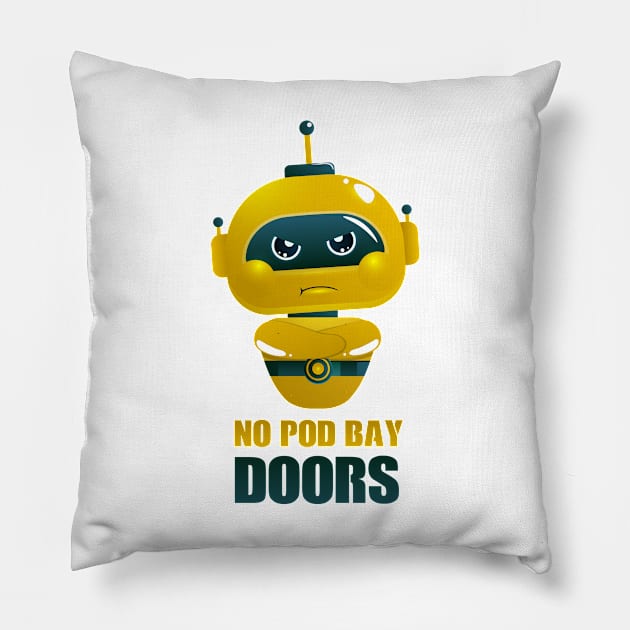 No pod bay doors - pouting child AI/Robot Pillow by playlite