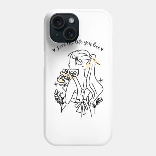 Aesthetic motivational girl line drawing Phone Case