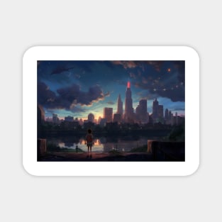 Anime Columbus - An Anime-Inspired Skyline of Ohio Magnet