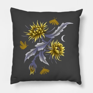 Queen of the Night - Grey / Yellow Pillow