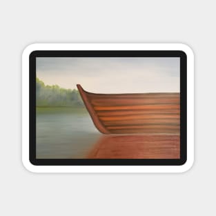 boat on water oil painting Magnet