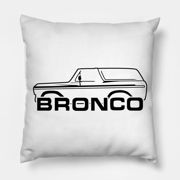 1978-1979 Bronco Side Black With New Logo Pillow by The OBS Apparel