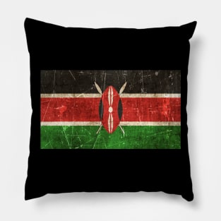 Vintage Aged and Scratched Kenyan Flag Pillow