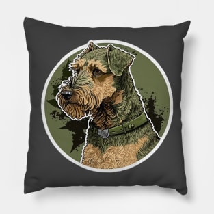 Welsh Terrier Camouflage Motif Pillow