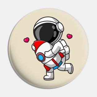 Cute Astronaut Hug Rocket Cartoon Pin