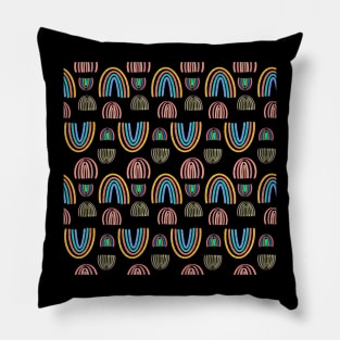 Boho Rainbows paint it black pattern Pillow