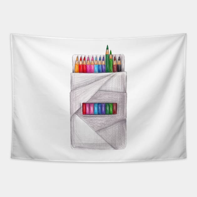 box of crayons. color pencil Tapestry by lisenok