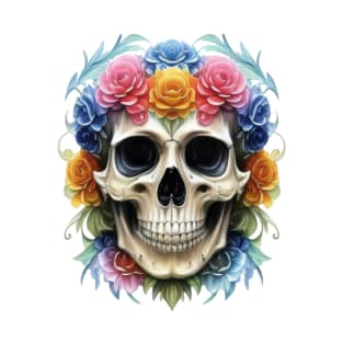 Skull head with flowers colourful T-Shirt